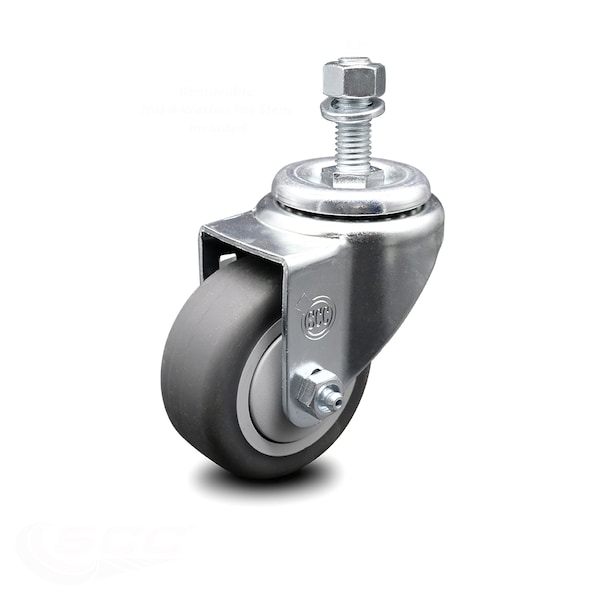 3 Inch Thermoplastic Rubber Wheel Swivel 1/2 Inch Threaded Stem Caster SCC